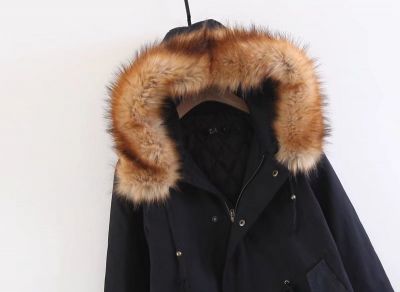 Manteau trench hiver pour femme avec capuche lignée fourrure épaisse