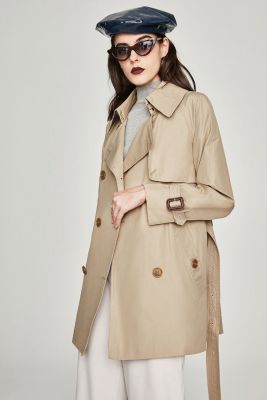Manteau Trench mi-long pour femme avec double boutonnage
