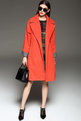 Manteau Trench pour femme avec embouts manches contrastantes