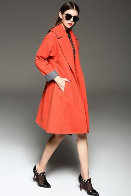 Manteau Trench pour femme avec embouts manches contrastantes