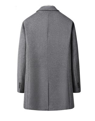 Veste en laine pour hommes Hiver Automne Hommes Long Coupe-vent Manteau de  laine Décontracté Épais Slim Fit Veste Homme Pardessus