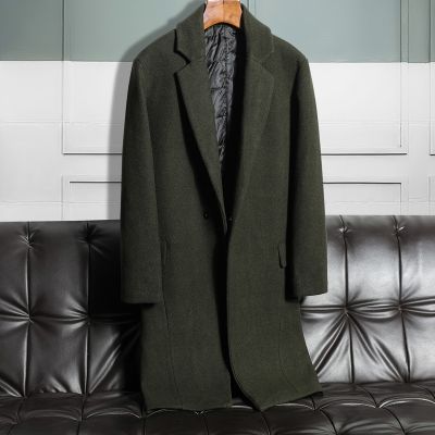 Manteau long classique en laine pour homme