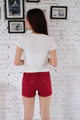 Mini short en coton couleur unie classique pour femme