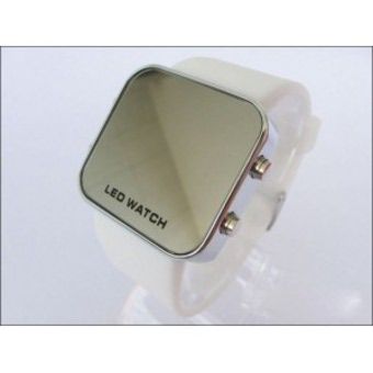 Montre LED carrée avec bracelet silicone - Blanc