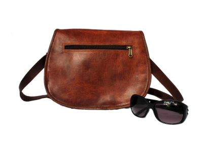 Petit sac à bandolière en véritable cuir style retro vintage - 9 pouces