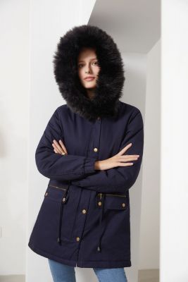 Manteau parka doublé sherpa et grande capuche fourrure synthétique pour femme  