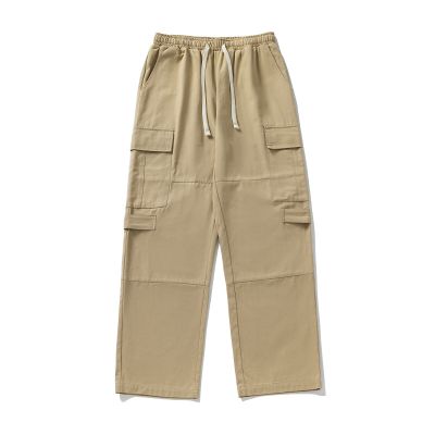 Pantalon ample et droit en pur coton à poches multiples pour homme