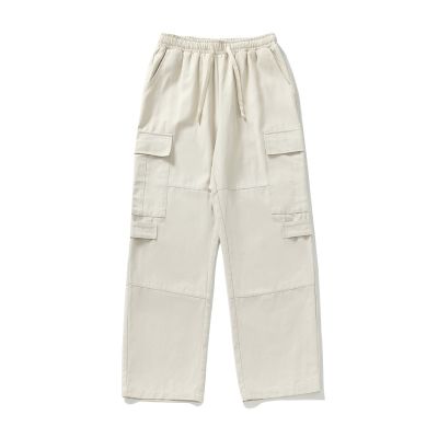 Pantalon ample et droit en pur coton à poches multiples pour homme