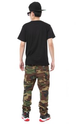 Pantalon Camouflage Coton Toile Solide Motif Militaire Coupe Droite
