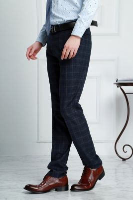 Pantalon de costume à carreaux écossais vintage pour homme
