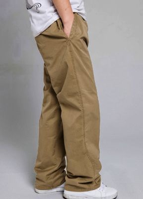 Pantalon Large en Toile Homme Coupe Baggy Poches Côté