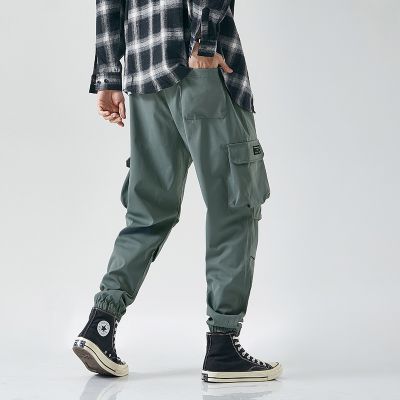 Pantalon cargo oversize décontracté avec taille elastique pour homme