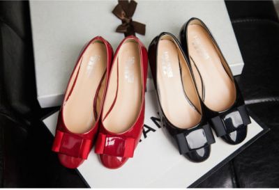 Chaussures cuir pour Femme Bout Carré  Noir Rouge
