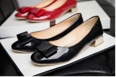 Chaussures cuir pour Femme Bout Carré  Noir Rouge