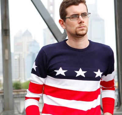 Pull pour Homme Motif USA Stars and Stripes Rayures Etoiles