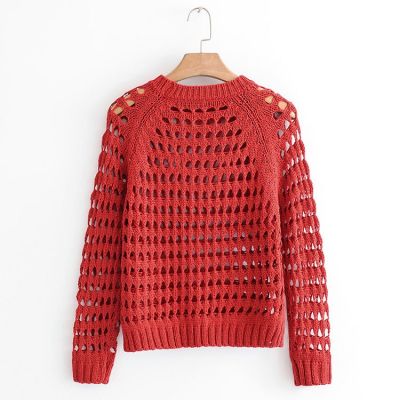 Pullover en laine tricot maillage large mailles fluides pour femme
