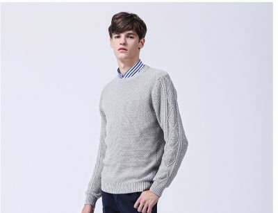 Pullover en laine tricotée épais pour homme avec torsade fantaisie
