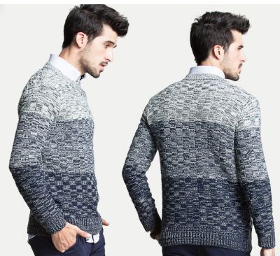 Pullover en tricot col rond pour homme avec motif dégradé