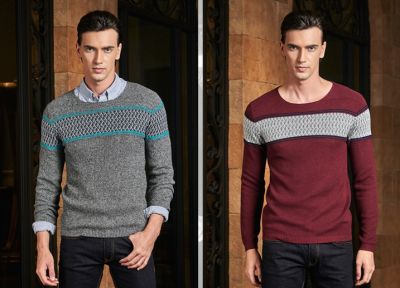 Pullover en tricot pour homme avec rayure couleur