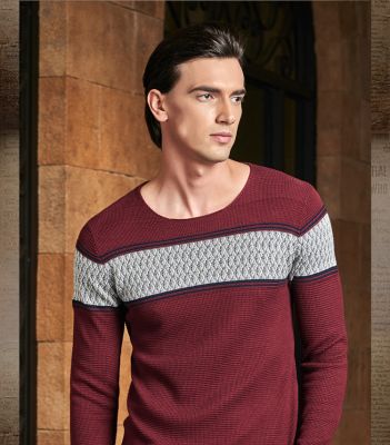 Pullover en tricot pour homme avec rayure couleur