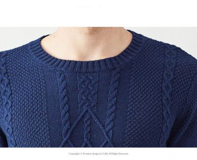 Pullover homme avec motif tricoté classique col rond