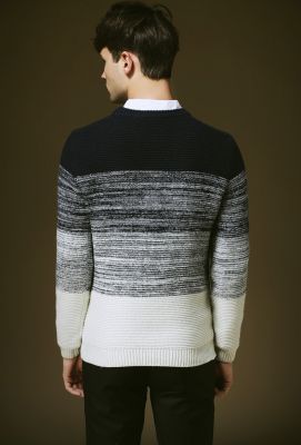 Pullover pour homme avec motif dégradé tricot couleur contrastante