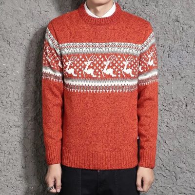 Pullover tricot hiver motif à cerfs et pois pour homme
