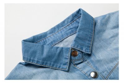 Robe en Jeans pour femme effet chemise longue boutonnière avant