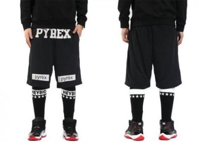 Short Pyrex Homme Femme Noir et Blanc Streetwear Basketball