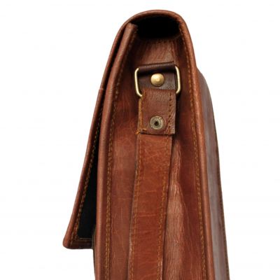 Porte document cuir vertical vintage homme femme avec bandolière - Grand
