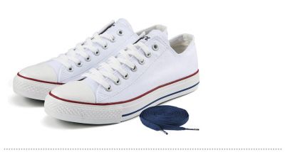 Chaussures Sneakers Denim Basses avec semelle et pointe blanche