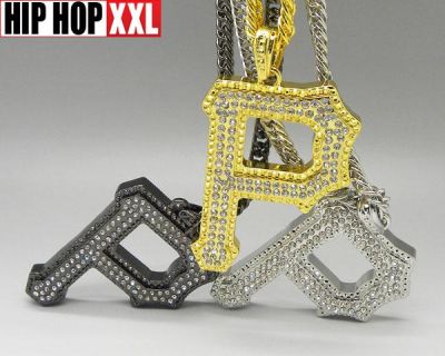 Pendentif Wiz Khalifa P Pittsburgh Bling Bling Hip Hop Argent Or