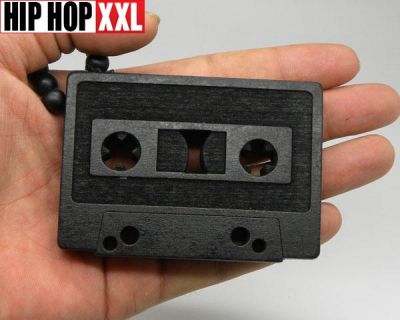 Pendentif en Bois Hip Hop Cassette Retro Old School Bling Collier