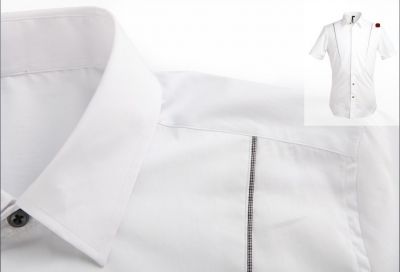 Chemise à manches courtes fashion avec rayure unique épaule - coton