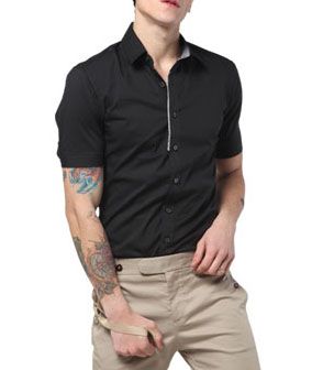 Chemise manches courtes pour homme avec petite bordure col
