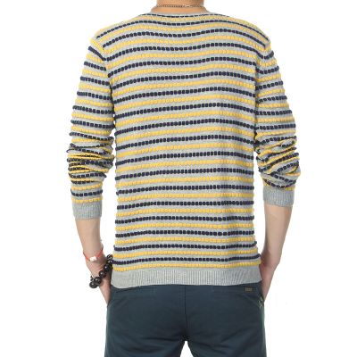 Pullover pour homme en tricot à rayures et col V