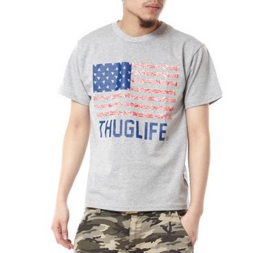 T shirt US Flag Thug Life avec motif Paisley Bandana