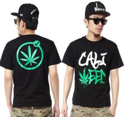 T Shirt Cali Weed Marijuana Ecriture Graffiti Feuille Ganja