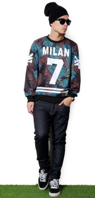 Sweatshirt Swag Milan pour Homme Numéro 7 Feuillage