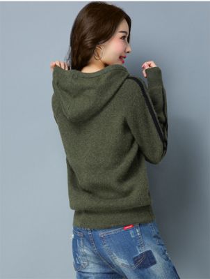 Sweatshirt à capuche pour femme avec bandes sur les manches