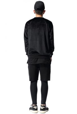 Sweatshirt crewneck en velours noir pour homme