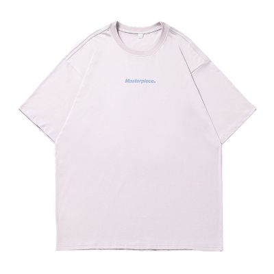 T-shirt ample à col rond avec lettre de base imprimée unisexe  