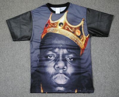 T shirt Biggie Smalls BIG King Couronne Or Manches Cuir