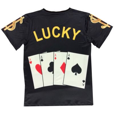 T-shirt Carré d'As poker pour homme avec cartes de jeux