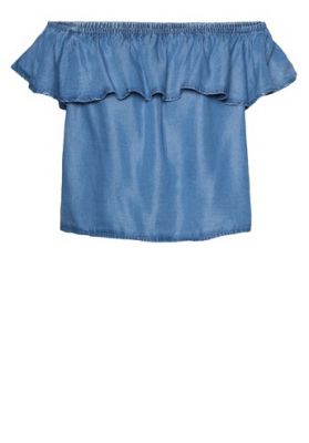 T-shirt coupe flottante épaules dénudées pour femme avec manches courtes