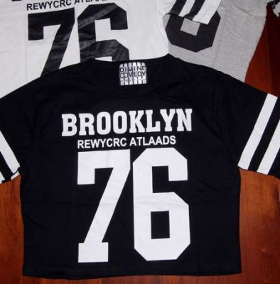 T shirt Crop Top Brooklyn Femme 76 New York Baseball