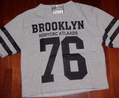 T shirt Crop Top Brooklyn Femme 76 New York Baseball
