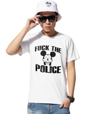 T shirt Fuck the Police Mickey Swag Homme Femme