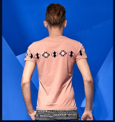 T-shirt Homme Imprimé Géométrique Carrés Fashion