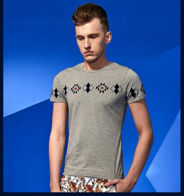 T-shirt Homme Imprimé Géométrique Carrés Fashion